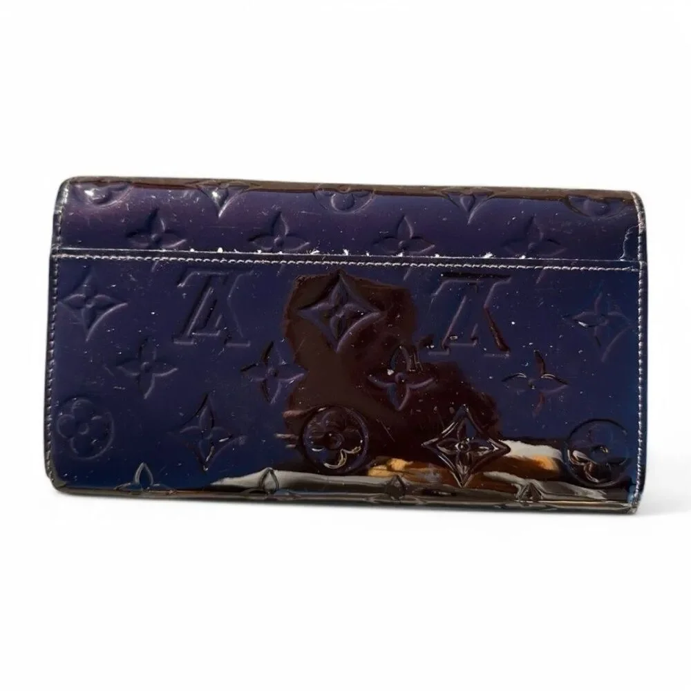 Louis Vuitton Vernis Sarah Wallet Amarante Monogram Patent Leather M90152 Luxury